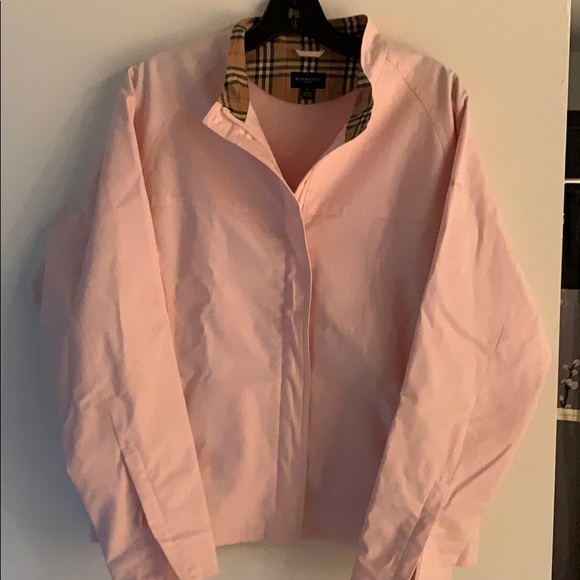 Burberry Cotton Golf Jacket w/Plaid-Lined Collar